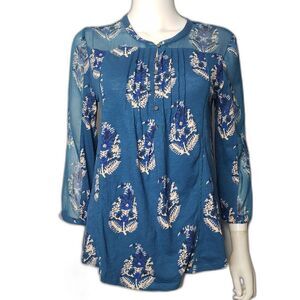 LUCKY BRAND Blue Long Sleeve Blouse Womens Size Medium